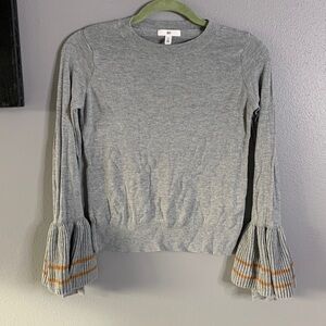 BP Nordstrom Gray + Mustard Bell Ruffle Sleeve Sweater